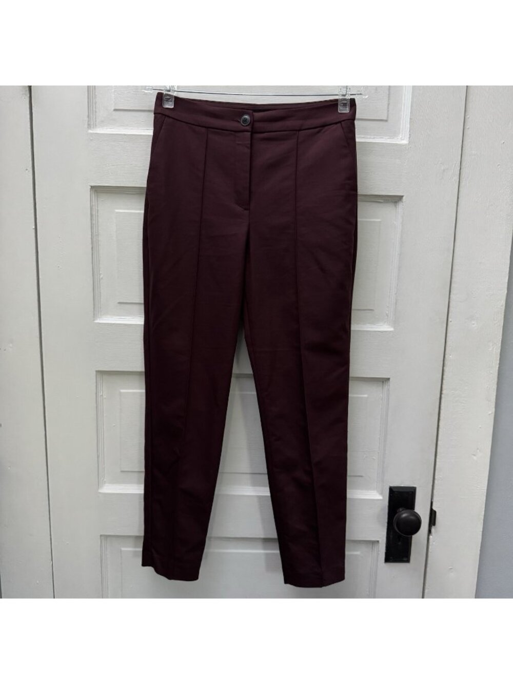 Express High Rise Ankle Pants Women’s 4 Burgundy Stretch Slim Career Office